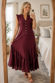 FLASH SALE - Elegant Ruffle Maxi Cotton Linen Dress | Tracked Shipping