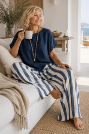 FLASH SALE - Effortless Striped Cotton Linen 2-Piece Set | Tracked Shipping