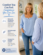 FLASH SALE - Effortless Plaid Cotton Linen Blouse | Tracked Shipping
