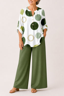 FLASH SALE - Printed Loose Top & Wide-Leg Pants Set | Tracked Shipping