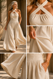 FLASH SALE - Cross-Neck Halter Wide-Leg Jumpsuit | Tracked Shipping