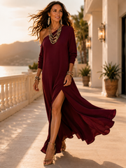 FLASH SALE - One-Shoulder Slit Maxi Dress | Tracked Shipping