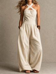 FLASH SALE - Cross-Neck Halter Wide-Leg Jumpsuit | Tracked Shipping