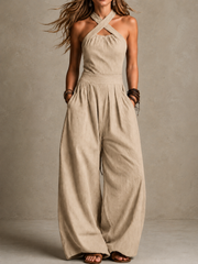 FLASH SALE - Cross-Neck Halter Wide-Leg Jumpsuit | Tracked Shipping