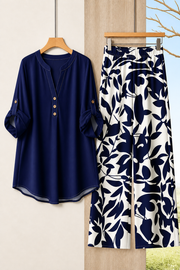 FLASH SALE - Printed Loose Top & Wide-Leg Pants Set | Tracked Shipping