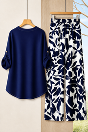 FLASH SALE - Printed Loose Top & Wide-Leg Pants Set | Tracked Shipping